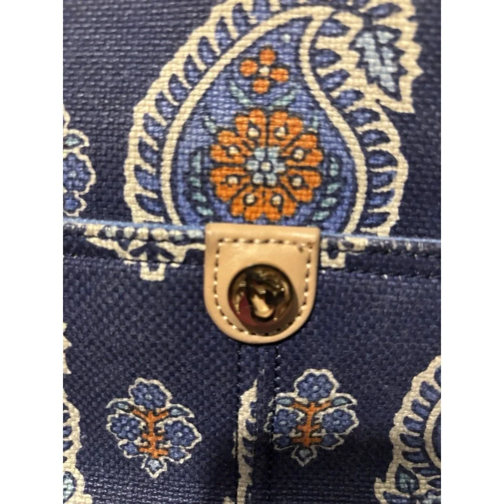Spartina 449 Bag Purse Daufuskie Island Linen Leather Blue Orange Paisley
